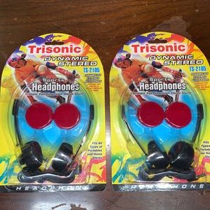 Vintage “Retro” Trisonic Headphones * TS-2105 * Lot Of Two Packs * New Old Stock